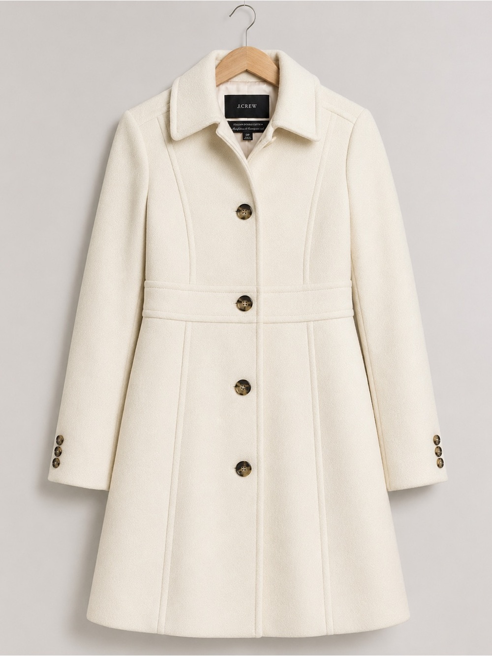 J.Crew Classic Lady Day Coat Italian Double Cloth Ivory Petite 0P
